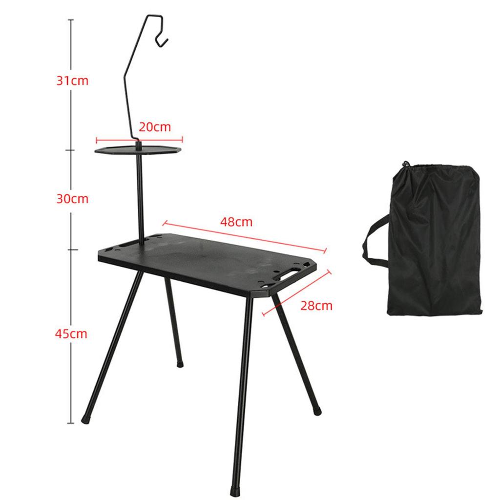 Outdoor Camping Foldable Table Detachable Legs Rectangular Desk Multipurpose with Storage Bag PP Desktop with Lantern Holder