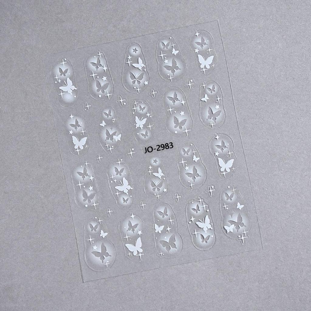 Butterfly and Star Hollow Nail Stickers - Thin, Tough, Adhesive Flat Type