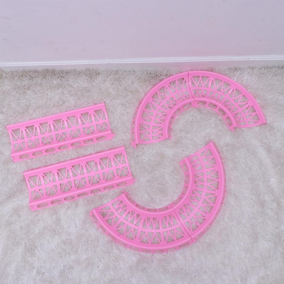 6Pcs Hamster Running Toys Assembled Track - Interactive Roller Ball Track for Pet Hamster, Bright Colors, Easy to Install and Remove, Pink