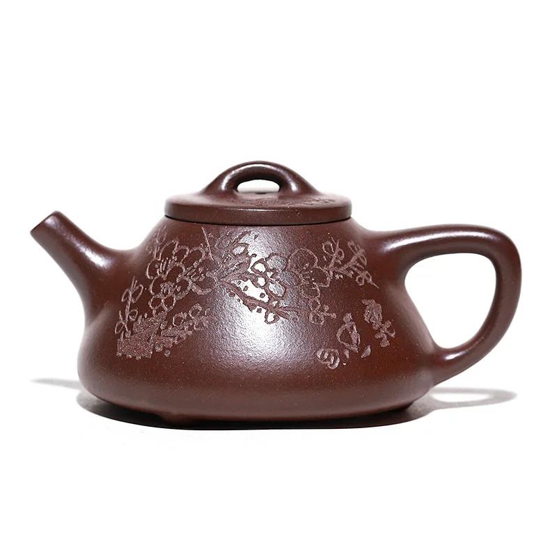 100ML retro Yixing purple clay teapot original ore red mud handmade plum blossom tea set business gift