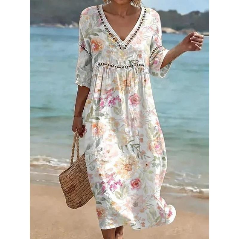 

Summer European, American and Y wear, new light luxury and comfortable fabric dress Bohemian beach dress summer 5XL