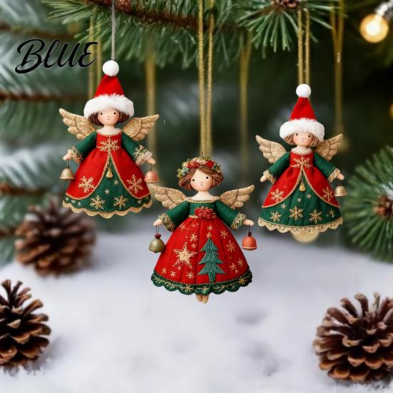 Reusable Wood Holiday Ornaments Hanging 2D Wooden Flat Decorations 6/10/12/24/36PCS Angel Christmas for Xmas Window Display Props Tree Wall