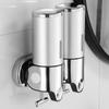 Soap Dispenser Double Headed Large Capacity Refillable Hand Sanitizer Dispenser with Clear Window Wall Mounted Shampoo Dispenser