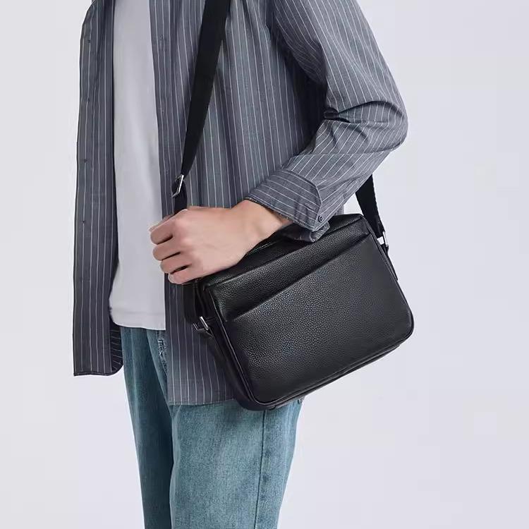 Leather Men'S Crossbody Bag Casual Commuter Men'S Shoulder Bag Fashion First Layer Cowhide Bag