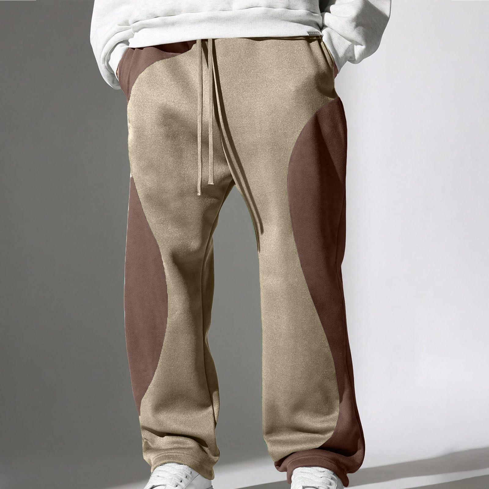 

Мужские спортивные брюки с петлями, Повседневные брюки с цветными блоками, Мужские свободные брюки XL хаки