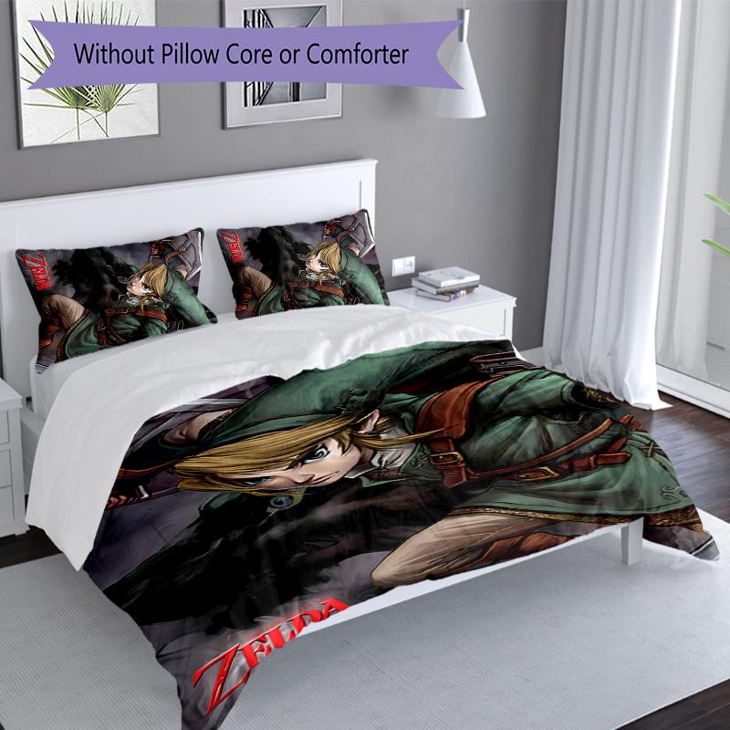 3pcs Cartoon Z-Zeldas pattern bedding set duvet cover set includes duvet cover &pillowcases, perfect all season bedroom decoration & gift