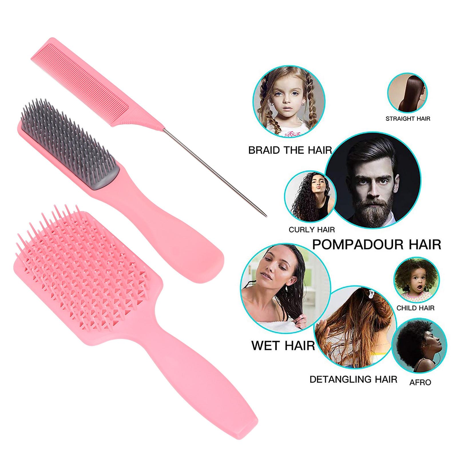 

3pcs Hair Brush Set Anti Static Heat Resistant Massage Styling Hair Combs for Barber Shop Home
