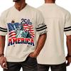 Men's Casual V Neck Jersey 250th America Independence Day Printed Short Sleeve Sports T Shirt Top with Lettering