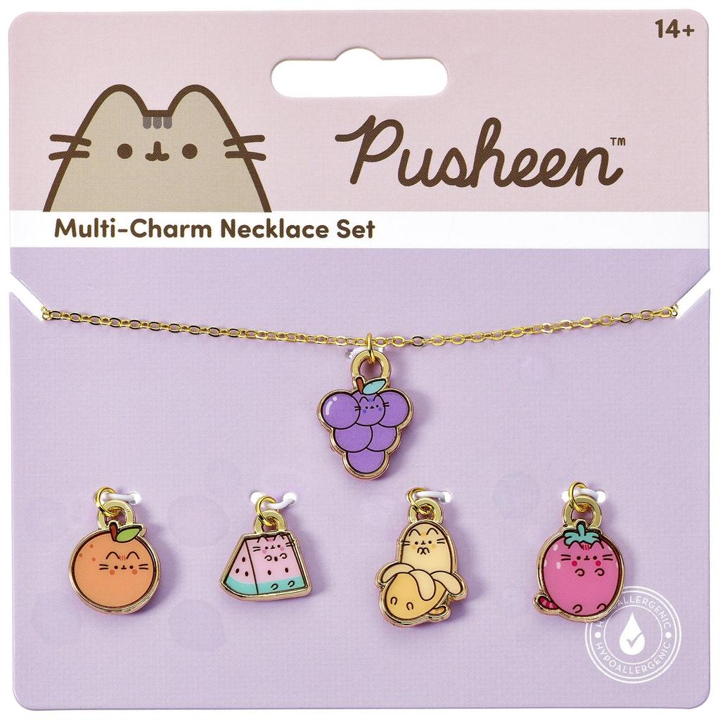 Ensemble de colliers Pusheen le chat à breloques multiples sur le thème des fruits