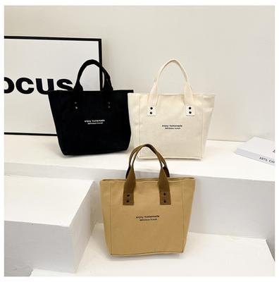 Canvas Color Handbag Japanese Worker Lunch Box Bag Contrast Color Shoulder Bag