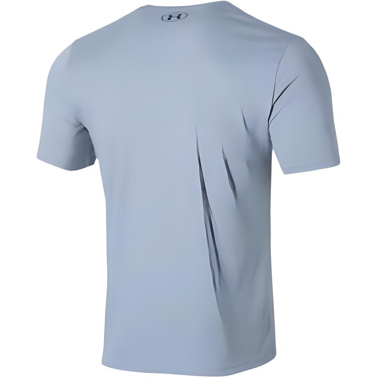 Under Armour Solid Color Fitness Training Breathable Round Neck Short Sleeve T-Shirt Men Tops Berlin-Blue 1370951-465