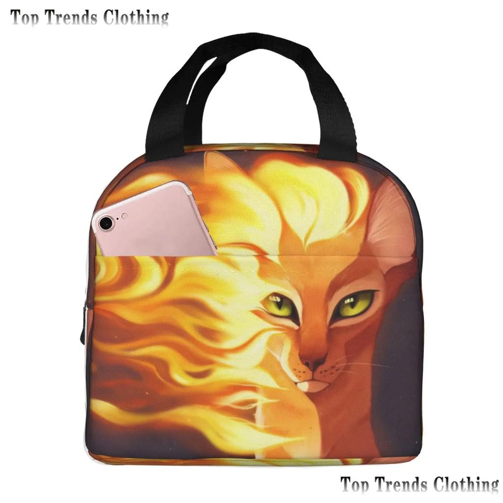 Warriors Cats Isolerad Lunchväska för Kvinnor Vattentät Termisk Kylväska Lunch Tote för Kontorsarbete Skola Termiska Väskor