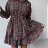 Completo Gonna a Quadri da Donna 2025: Set Camicia con Revers Casual e Gonna Pieghettata con Laccio