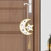 5Pcs Hollow Wooden Hanging Signs Creative Eid Moon Ornament Eid Door Sign  Middle East Moon Festival