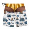 Summer Party Tricky Swimwear Hairy Big Booty Shorts, USA Flag Print Men Swim Trunks, Golden Funny 3D Visual Effect Shorts Briefs Design, Beach
