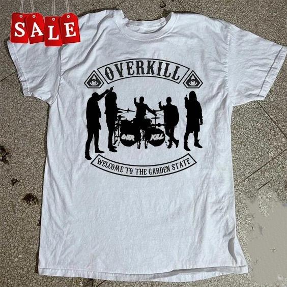 НОВЫЙ Белый Хлопковый Футболка с Принтом Группы Overkill Live In Tour S-5XL TU854 S