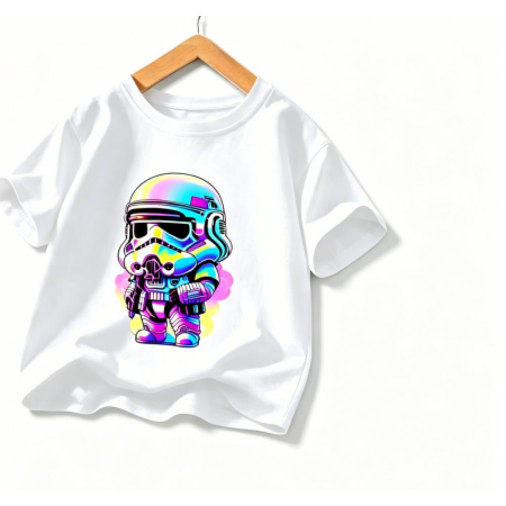 Fashion Cool Planet Little Warriors Print Outdoor Street Kids T-shirt and Shorts Summer Home Casual Outfit Boy and Girl s Sports Set 100