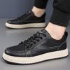 Fashion New Men Leather Flats Handmade Mens Skate Shoes Casual Round Toe Sneakers Luxury Brand Man Walking Footwear Men Casual Shoes