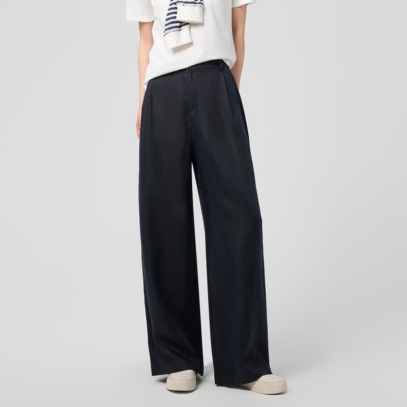 La Chapelle Women's Lyocell Linen Wide-Leg Pants