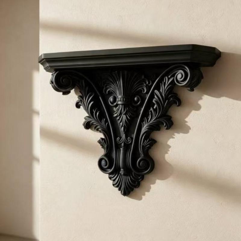 Vintage European Flower Scroll Carving Wall Bracket Wall Hanging Floating Rack Decorative Display Stand
