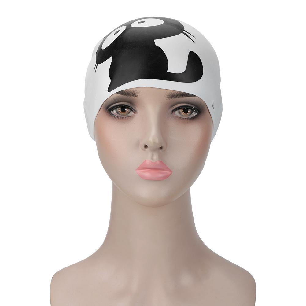 Unisex Cartoon Children Universal Cute Silicone High Elasticity Sports Swimming Cap(Cat)