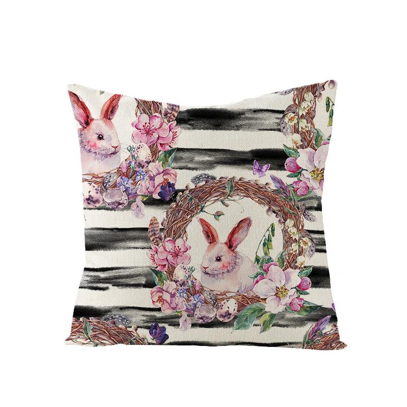 Watercolor Bunny Egg Easter Pillow Cover Nordic Office Sofa Polyester Cushion Cover Home Furnishings