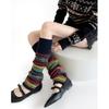 Retro Ethnic Thickened Wool Pile Sock, Color,blocking Knee,length Warm Layering Bohemian, Leg Covers.