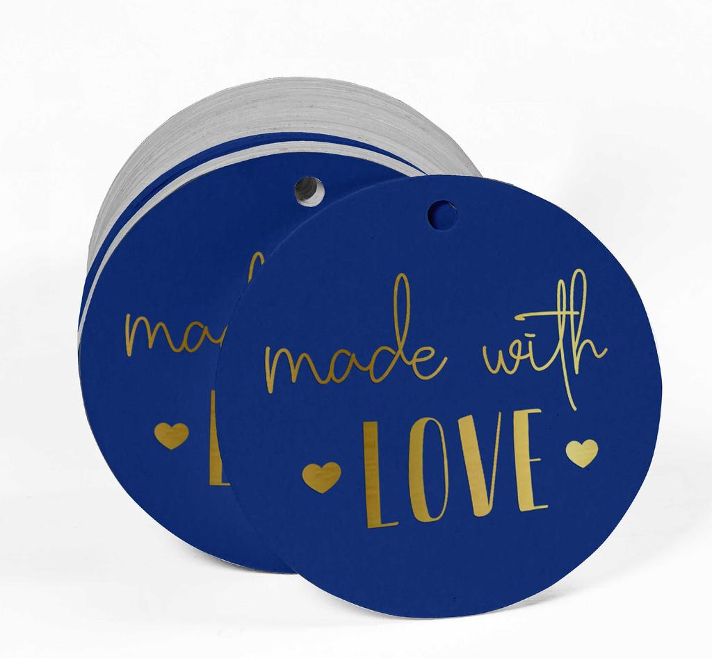 Inkdotpot Pack Of 100 Real Gold Foil Paper Tags Made With Love Text Favor Hang