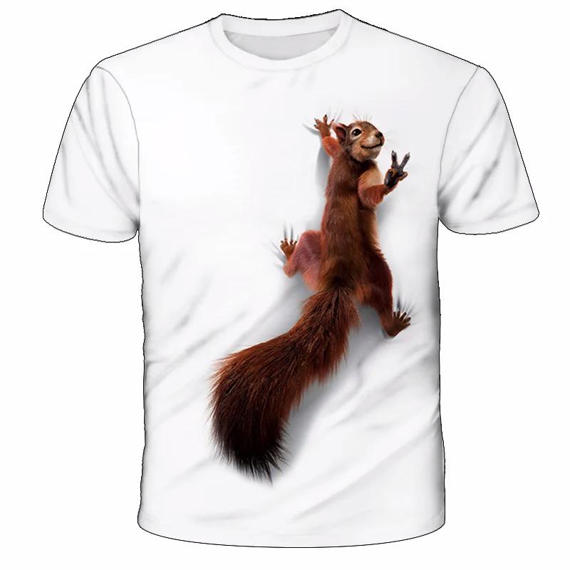 

Футболки с забавным принтом «Белка» для мальчиков и девочек, модные футболки с коротким рукавом и круглым вырезом в стиле Харадзюку для детей 130