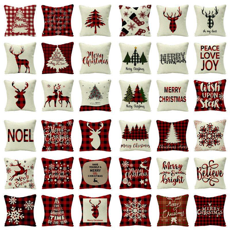 Festive Christmas Cushion Cover Featuring Adorable Reindeer And Snowflakes Design