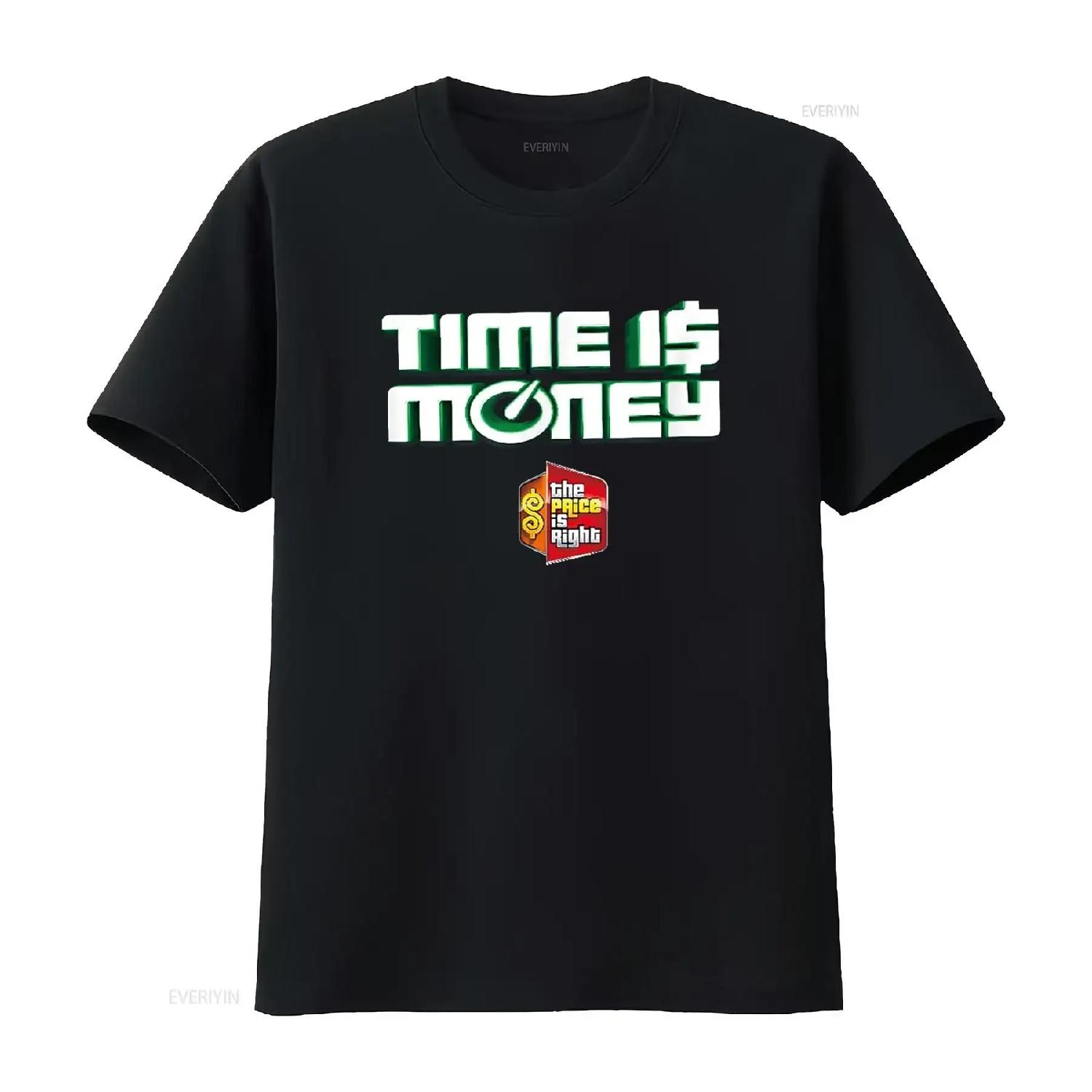 The Price is Right Time Money Game T Shirt vintage Washed fashion Slightly graphic Soft streetwear Breathable Stylish Versatile S чёрный