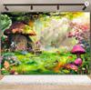 Fantasy Wonderland Jungle Mushroom House Fairy Tale Magic Photography Background Children's Birthday Party Decoration Background