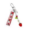 Lace Ribbon Keyring Cute Sweet Strawberry Pendant Keychain Colorful Beaded Phone Lanyard Multi-Functional Bags Accessories