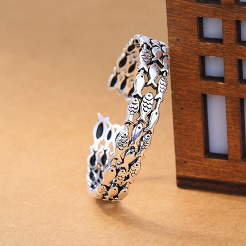 

XIYANIKE Серебряный цвет Ретро Браслет с маленькой рыбкой на руке Креативный милый браслет для пары в виде рыбы в богемном стиле для женщин Винтажные массивные ювелирные изделия