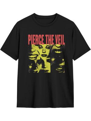 Letnia Koszulka Graficzna dla Kobiet i Mężczyzn Wzór Pierce The Veil Casual Okrągły Dekolt Czarna Wszechstronna do Noszenia w Pomieszczeniach i na Zewnątrz