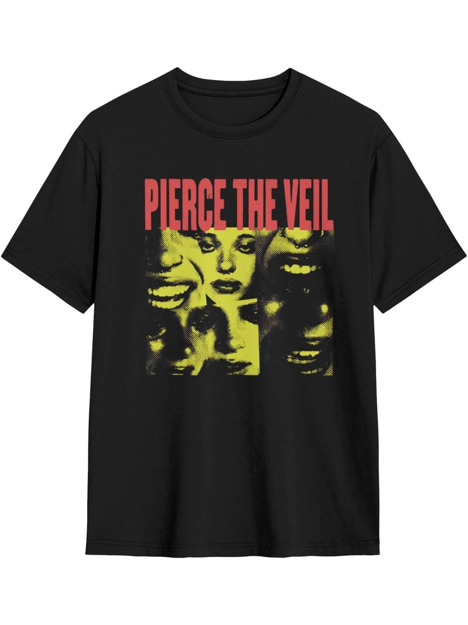 

Summer Graphic T-shirt for Women and Men Pierce The Veil Design Casual Round Neck Black Versatile for Indoor and Outdoor Wear 4XL