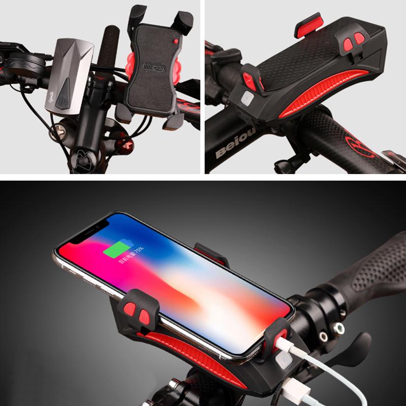 Staffa per telefono cellulare Power Bank da 2000/4000 mAh con altoparlante per luce anteriore per bicicletta, corno per guida all'aperto