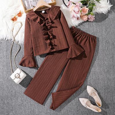 Children's Fashionable Long-sleeved Top and Long Pants Set for Autumn and Winter, Sweet Sets for Girls