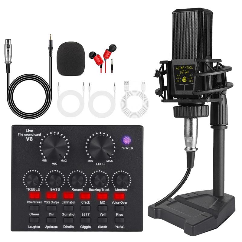 V8s English Sound Card Device: Desktop and Mobile Live Broadcast & Recording Set
