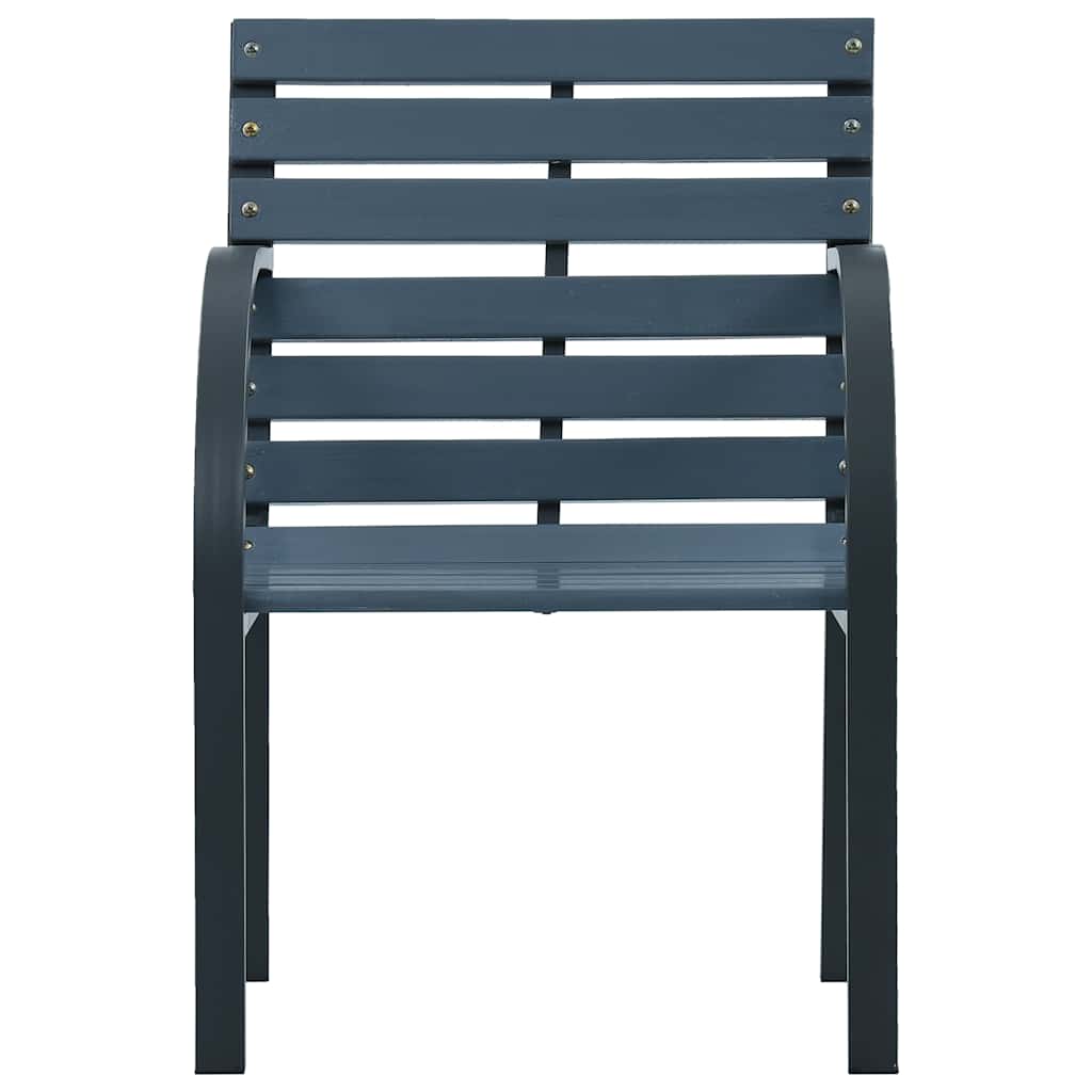 Garden Chairs 2 pcs Grey Pine Wood Powder Coated Steel