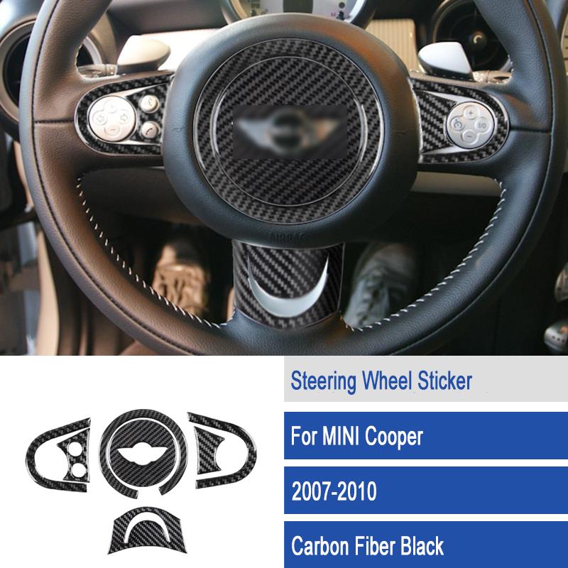 

Автомобильный чехол на руль из углеродного волокна, текстурированная наклейка, украшение для автомобиля BMW MINI Cooper R55 R56 R57 2007-2010 A13