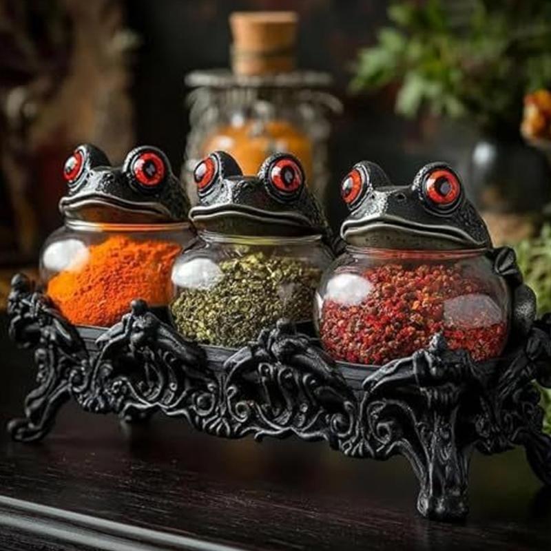 Resin Frogs Spices Jar Capricious Kitchen Decors Solid Storage Container For Herb Spices And Seasonings Cooks's Helper