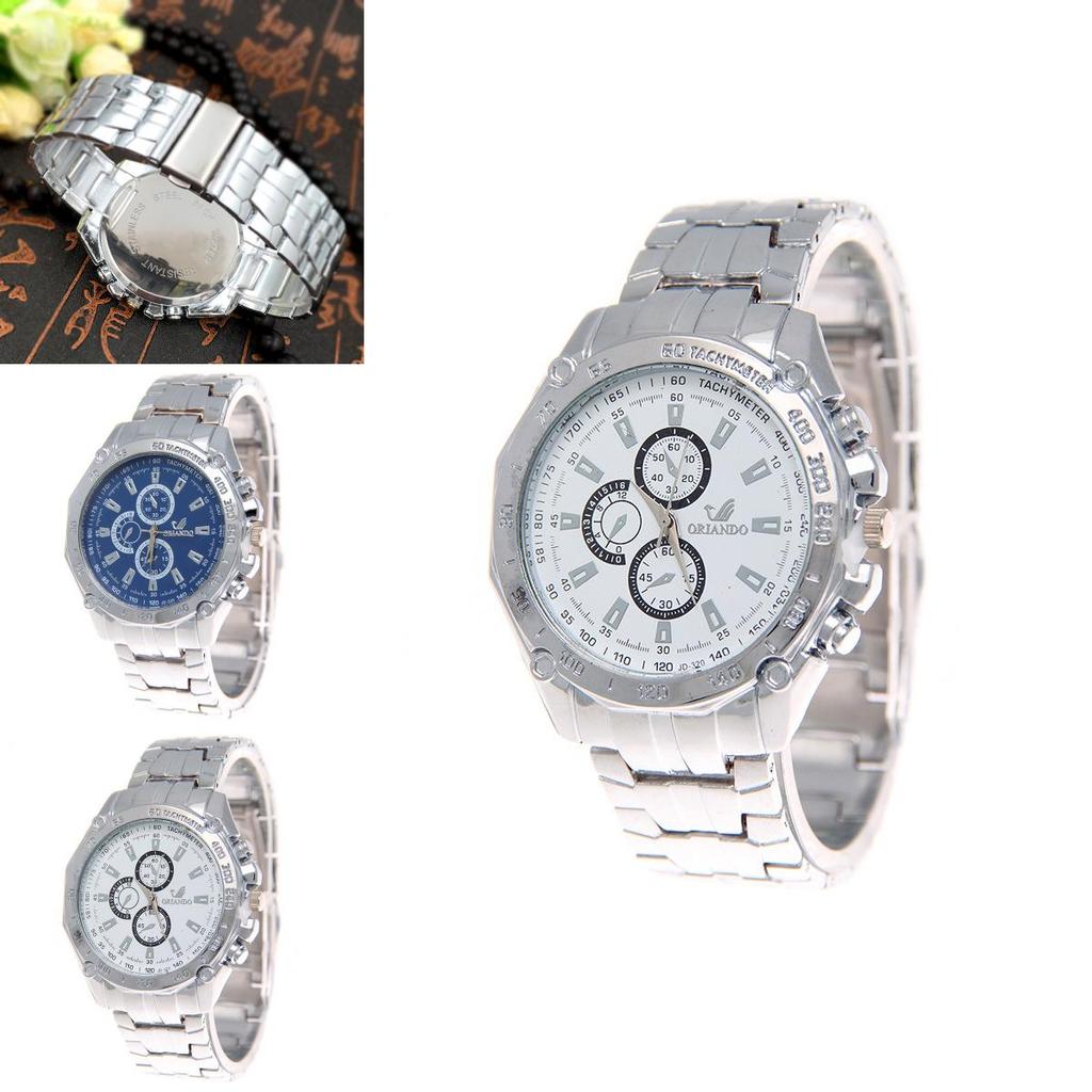 Stylish Men Steel Band Watch Business Alloy Timepiece Casual Wear Accessory
