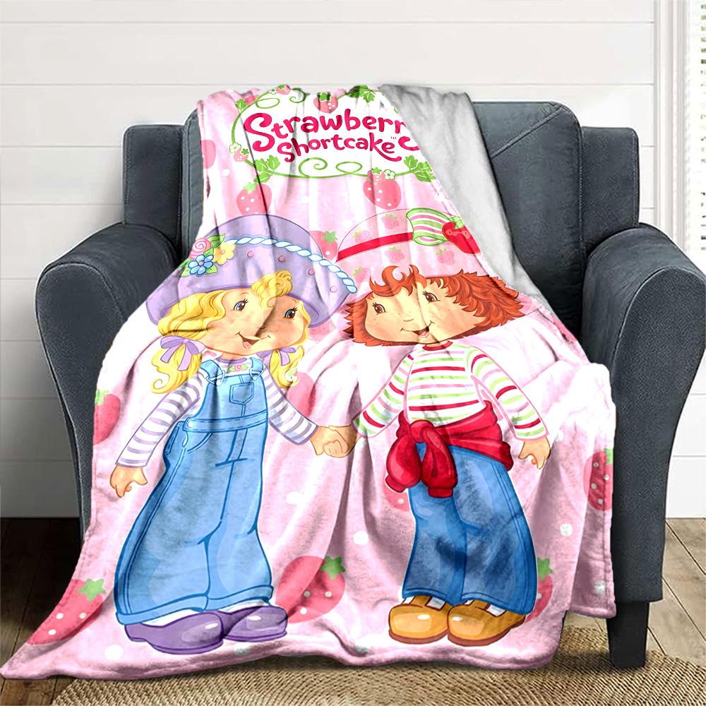 1pc Princess Strawberry14 Blanket, Gift, for Men and Women, Soft Blanket, Good for Sofa Bed Couch Travel, Lightweight Flannel Blanket