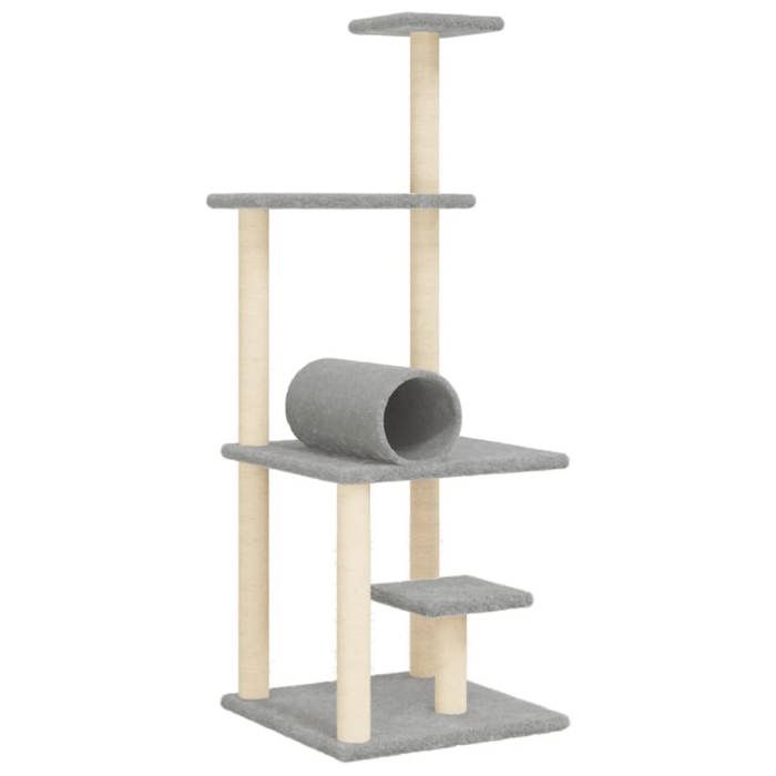 VidaXL Cat Tree with Sisal Scratching Posts Light Grey 136 Cm 172092