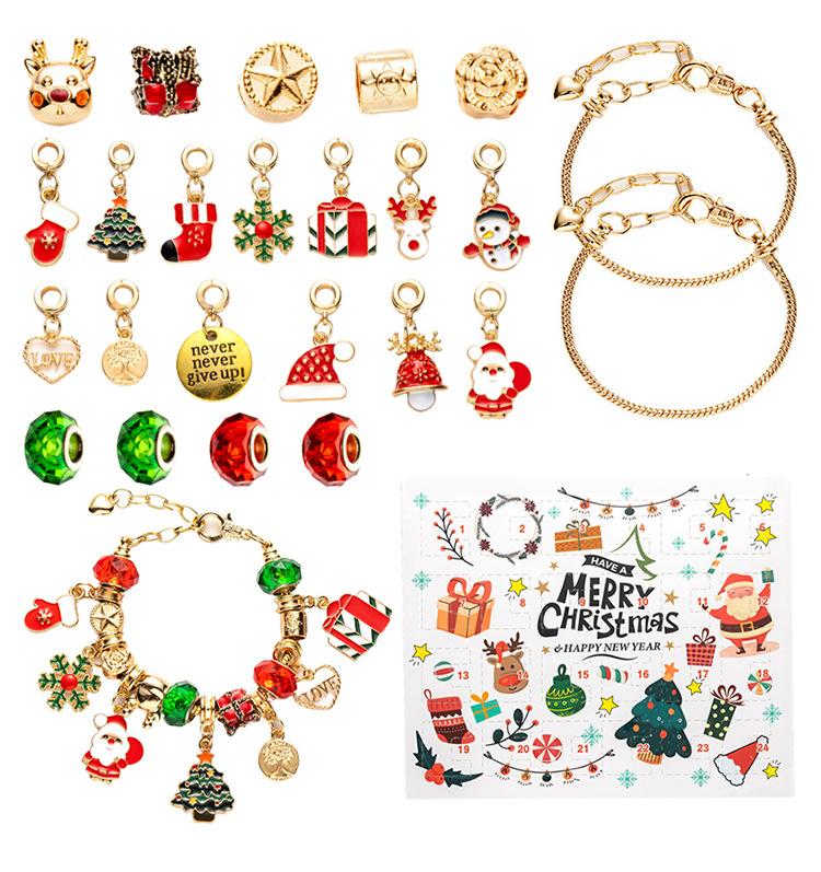 Collana dell'Avvento di Natale Scatola a Sorpresa Orecchini a Bottone Scatola Regalo Foro Gioielli Musicali Scatola a Sorpresa Regalo Calendario del Countdown 24
