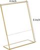 Gold Borders Acrylic Sign Holder Picture Frame Display Stand Clear Paper Holder Table Menu Stands for Wedding Office Restaurant