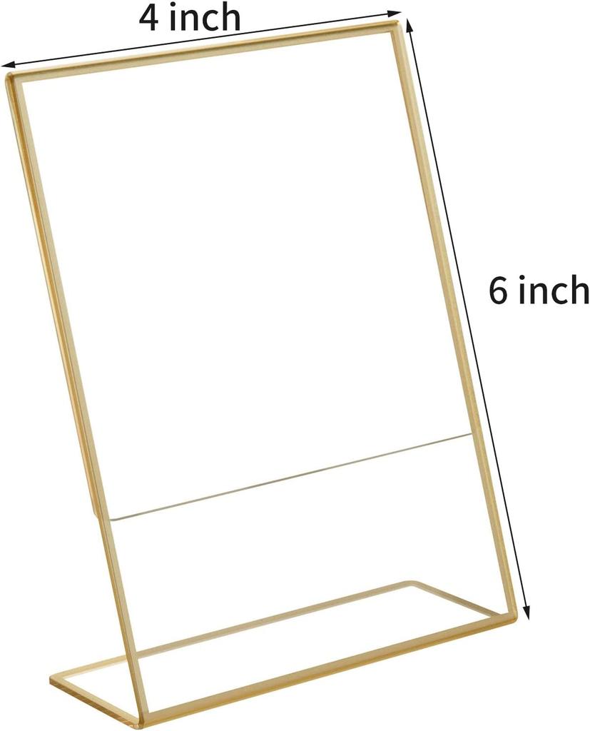 Gold Borders Acrylic Sign Holder Picture Frame Display Stand Clear Paper Holder Table Menu Stands for Wedding Office Restaurant