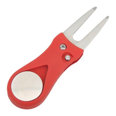 Golf Divot Repair Tool Metal Golf Club Ball Putting Green Fork with Magnetic Ball Marker