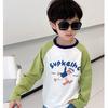 Boys' Spring Raglan Long Sleeve Cotton T-Shirt - Color Block Design